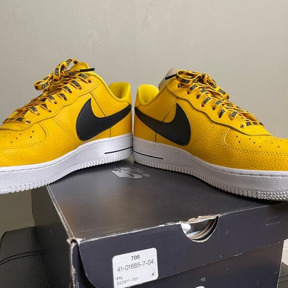 Nike x NBA Air force 1 Amarillo Large black swoosh yellow mens 10 - Picture 5 of 11